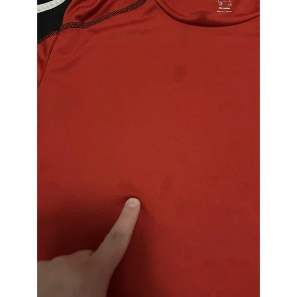 Adidas Climalite Shirt Mens Large Red Soccer Training Jersey 3 Stripe 8 Top - Picture 2 of 12